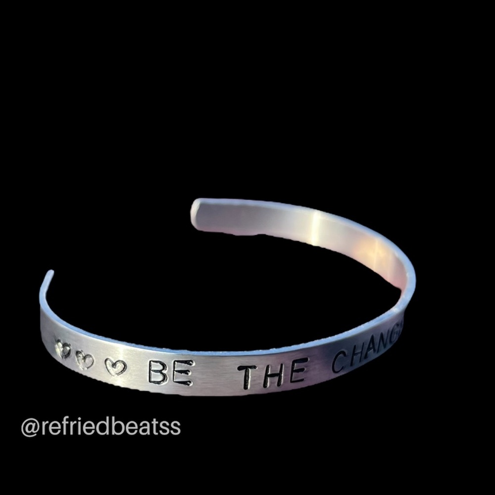 be the change skinny band handmade handstamped bracelet
